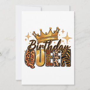 Birthday Queen with Golden Crown Leopard Save The Date