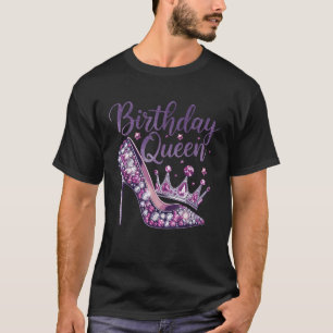 Birthday Queen with Purple Diamond Crown for Women T-Shirt