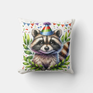 Birthday Raccoon Kids, birthday party, fun design Cushion