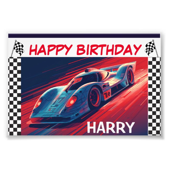 BIRTHDAY RACING CAR BANNER PHOTO PRINT (Front)