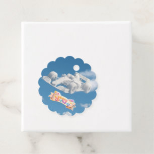 Birthday racing car cloud scallop paper tags