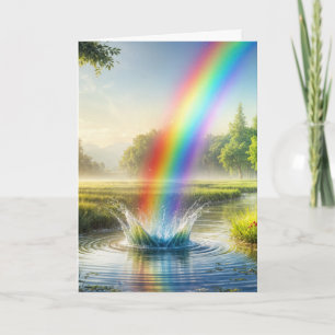 Birthday Rainbow Splashing In a River Card