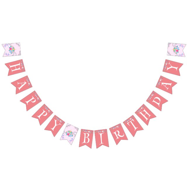 Birthday rainbow unicorn horn galaxy party bunting  (All)