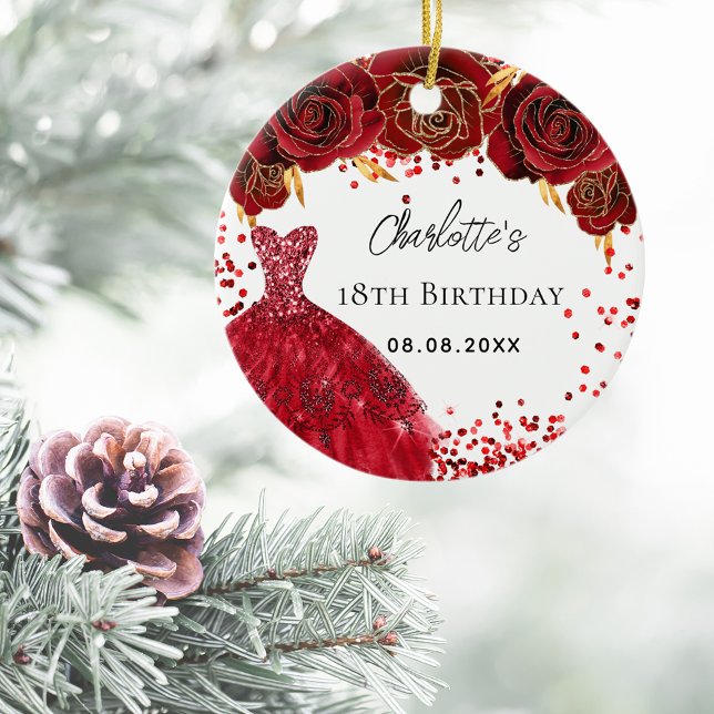 Birthday red dress flowers white ceramic tree decoration (Creator Uploaded)