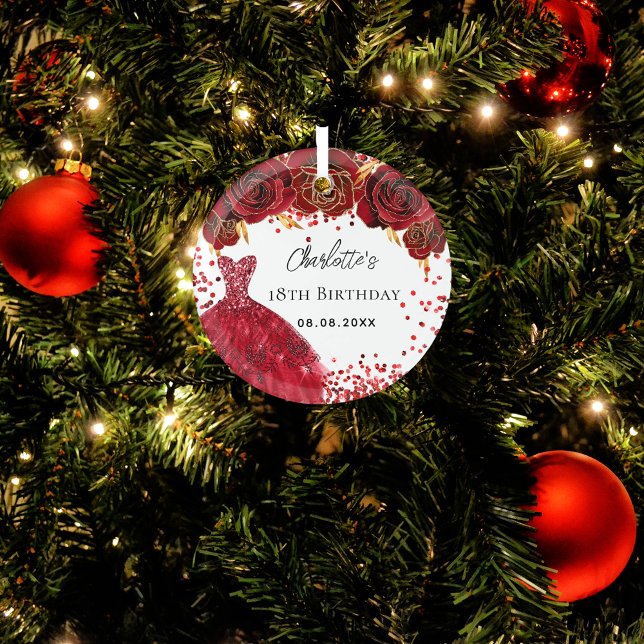 Birthday red dress flowers white glass tree decoration (Creator Uploaded)