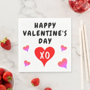 Birthday Red Pink Purple Hearts Any Age Napkin