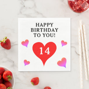 Birthday Red Pink Purple Hearts Napkin