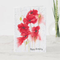Birthday red poppy flowers