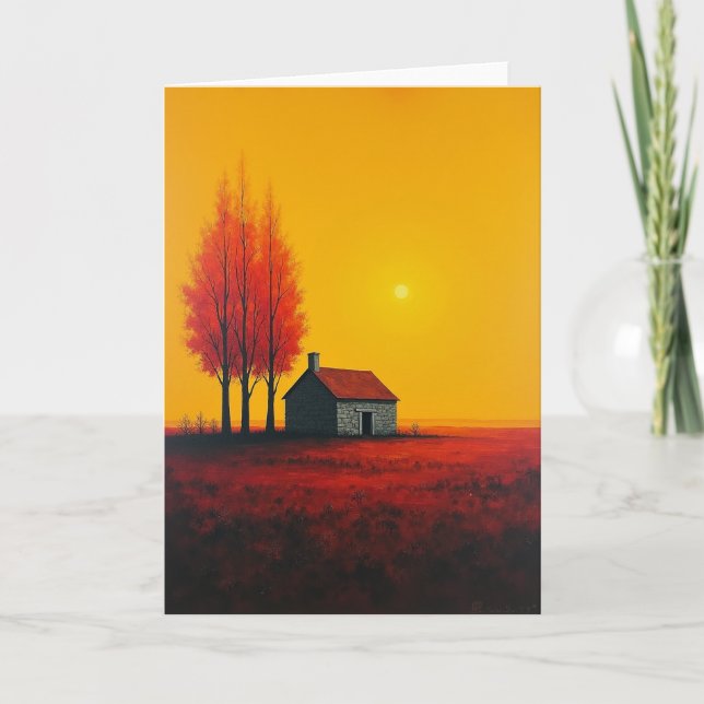 Birthday Red Roof House Card (Front)