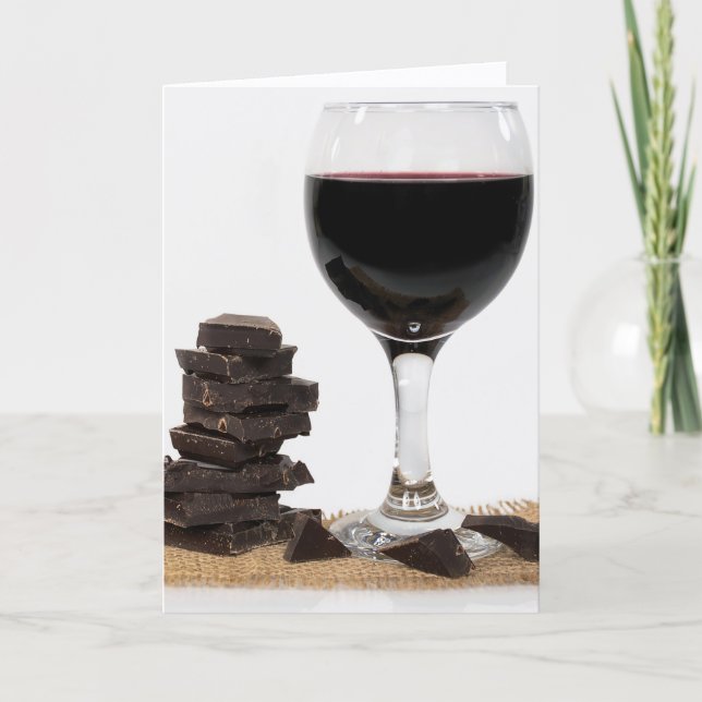 Birthday Red Wine and Dark Chocolate Card (Front)