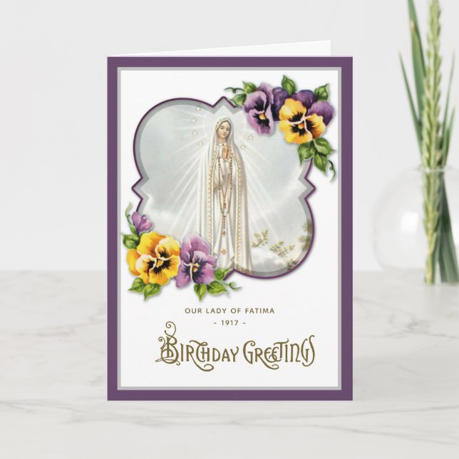 Birthday Religious Our Lady of Fatima Virgin Mary Card (Front)