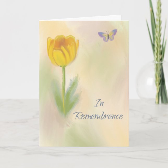 Birthday Remembrance Watercolor Flower Butterfly Card (Front)