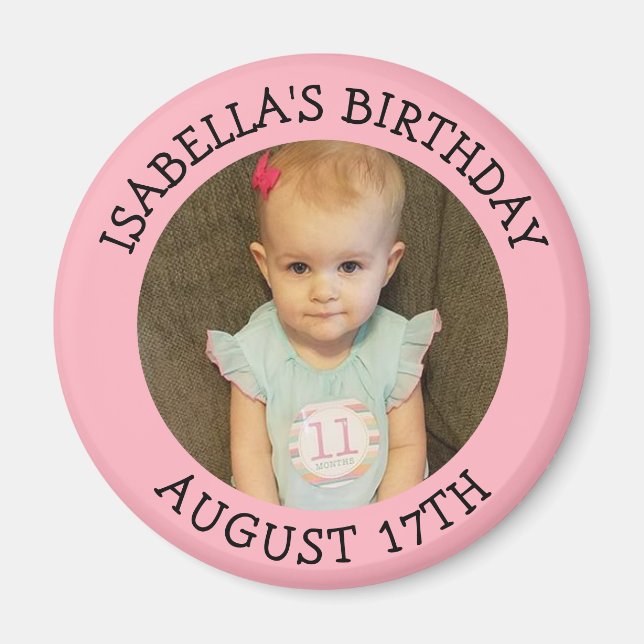 Birthday Reminder Personalised Photo Magnet (Front)