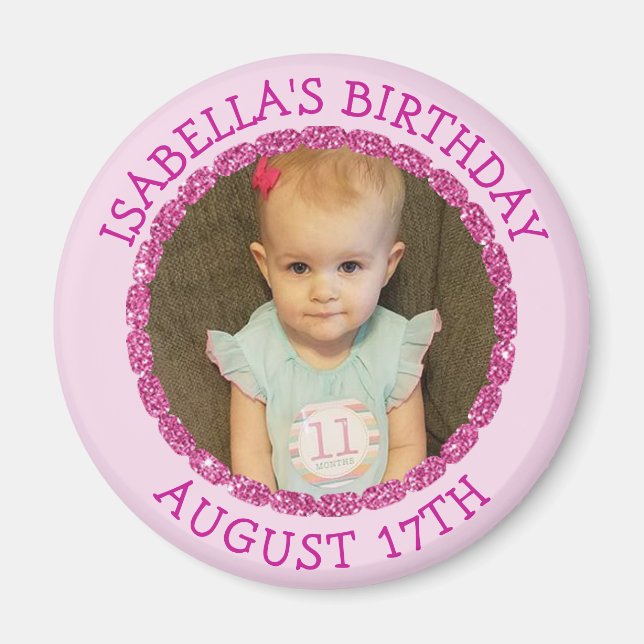 Birthday Reminder Personalised Photo Magnet (Front)