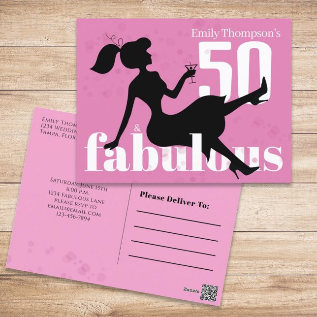 Birthday Retro 50 and Fabulous Martini Cocktail   Postcard (Creator Uploaded)