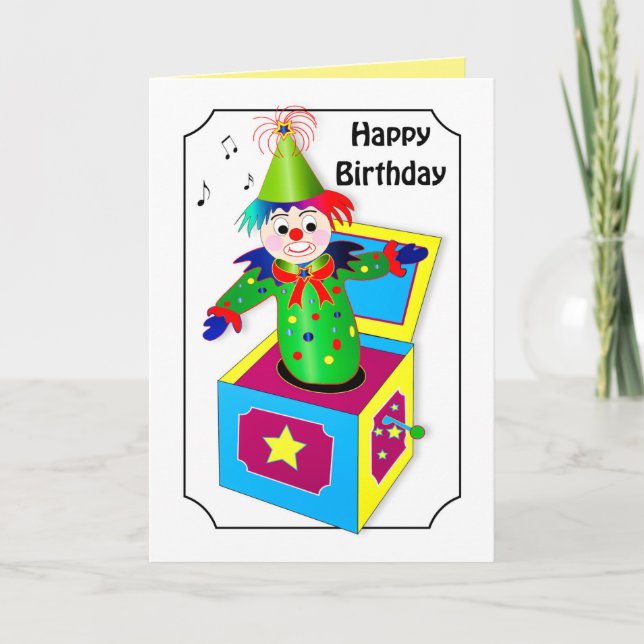 Birthday, Retro Jack in the Box Vivid Colours  Card (Front)