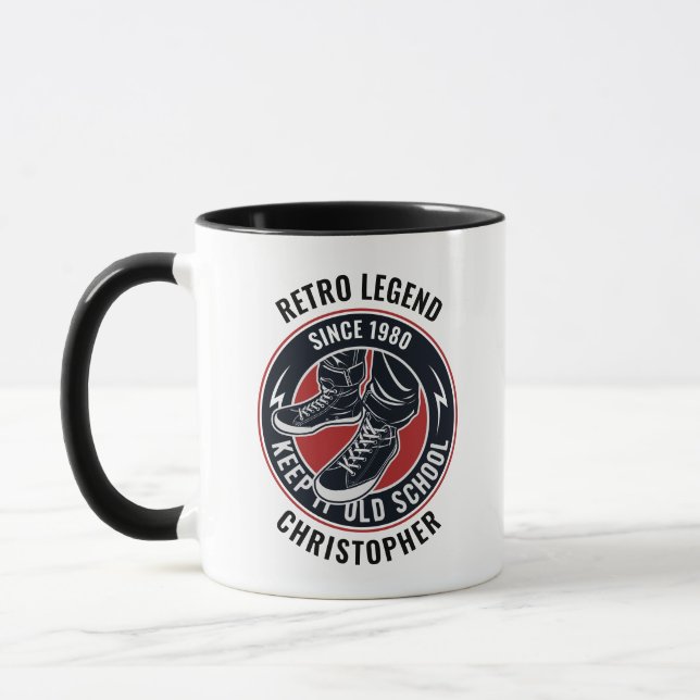 Birthday Retro Legend Vintage Sneaker Mug (Left)