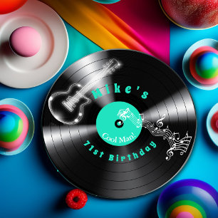 Birthday Retro Vinyl Record Rock Music Guitar   Paper Plate