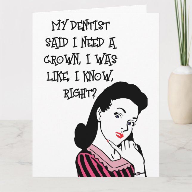 BIRTHDAY RETRO WOMAN FUNNY GREETING CARD (Front)
