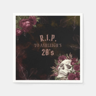 Birthday RIP Decade Dark Gothic Skull Roses Napkin