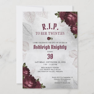 Birthday RIP Decade Dark Gothic Vintage Roses Invitation