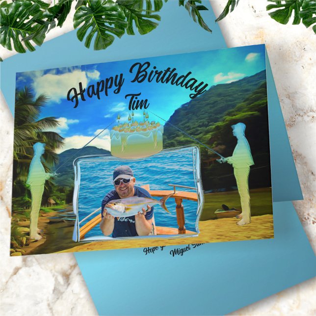 Birthday River Fishing Boats 0344 Card (Creator Uploaded)