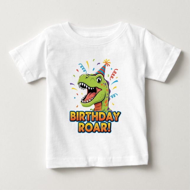 Birthday Roar Cute Dinosaur Birthday Party Design Baby T-Shirt (Front)