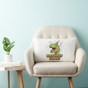 Birthday Roar Cute Dinosaur Birthday Party Design Lumbar Cushion