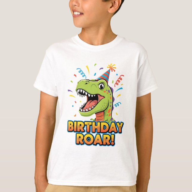 Birthday Roar Cute Dinosaur Birthday Party Design T-Shirt (Front)