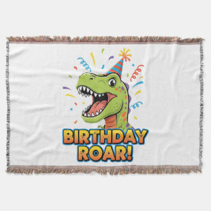 Birthday Roar Cute Dinosaur Birthday Party Design Throw Blanket