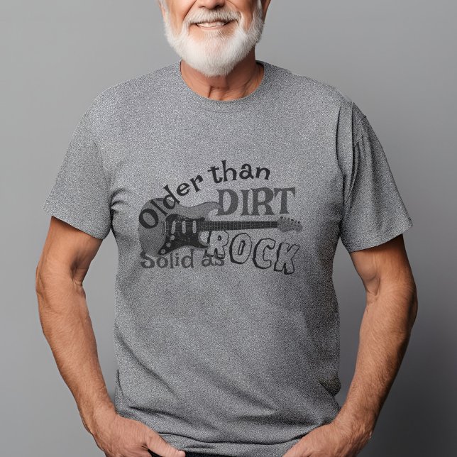 Birthday Rock Guitar Older Than Dirt Grey Music Tri-Blend Shirt (Guitar player birthday older than dirt t-shirt, funny 60th b-day gift for rock guitarist musician.)