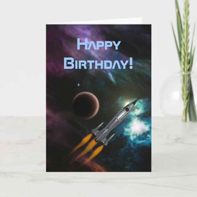Birthday Rocketship Card (Front)