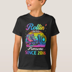 Birthday Roller Skating 10th Girl Rollin Into 10 S T-Shirt