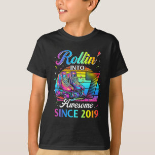 Birthday Roller Skating 7th Girl Rollin Into 7 Ska T-Shirt