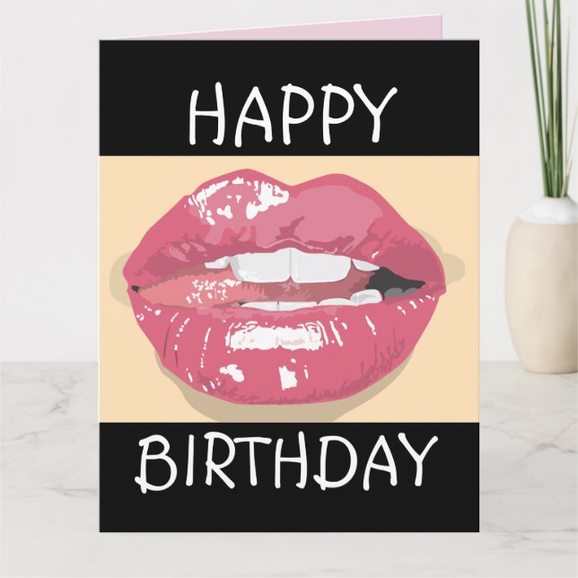 BIRTHDAY ROMANTIC LIPS for husband Greeting Card (Front)