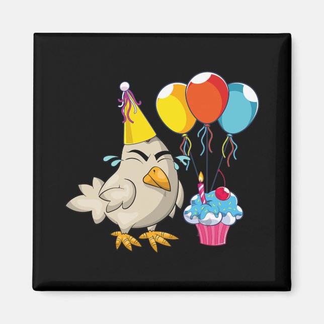 Birthday Rooster , Chicken Birthday Hat Rooster Ki Magnet (Front)