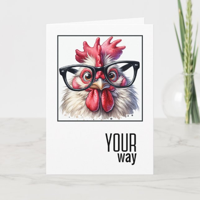 Birthday Rooster Wearing Large Glasses Card (Front)