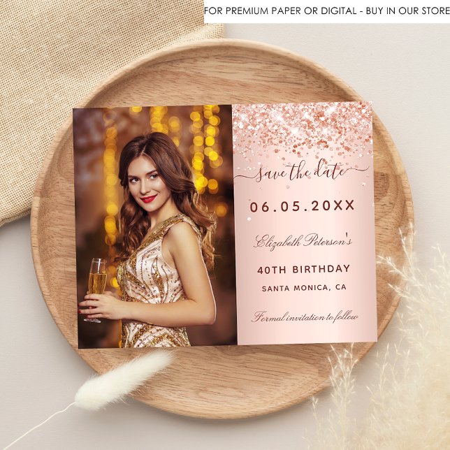 Birthday rose blush photo budget Save the Date Flyer (Creator Uploaded)
