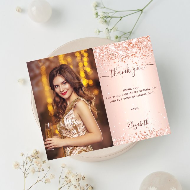 Birthday rose blush photo thank you budget flyer (Creator Uploaded)