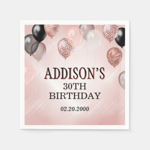 Birthday Rose Gold Balloons Napkin