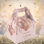 Birthday rose gold blush glitter drips balloons favour box<br><div class="desc">Elegant, classic, glamourous and girly for a 21st (or any age) birthday party favours. A girly blush, rose gold background colour. On the front and the back: Personalise and add a name, age 21 and a date. The name is written with a modern hand lettered style script. Decorated with rose...</div>
