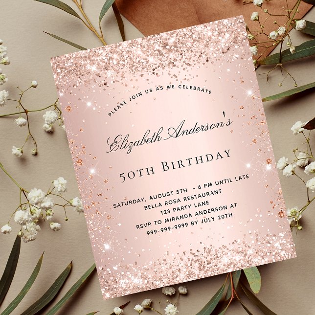 Birthday rose gold blush invitation (Creator Uploaded)