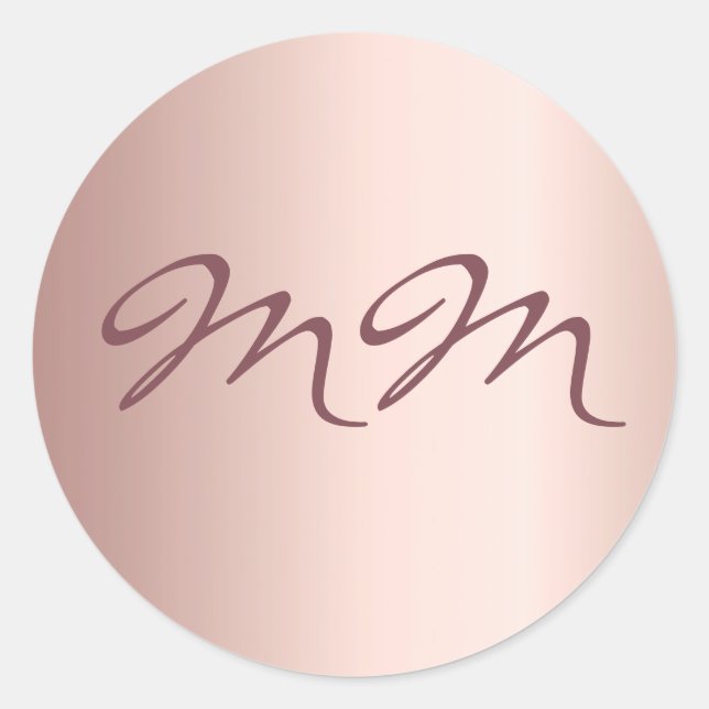 Birthday rose gold blush monogram initials classic round sticker (Front)