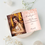 Birthday rose gold blush photo thank you card<br><div class="desc">A rose gold gradient background.  Personalise and add your photo,  thank you note and name.  Thank you is written with a large hand lettered style font with swashes.</div>