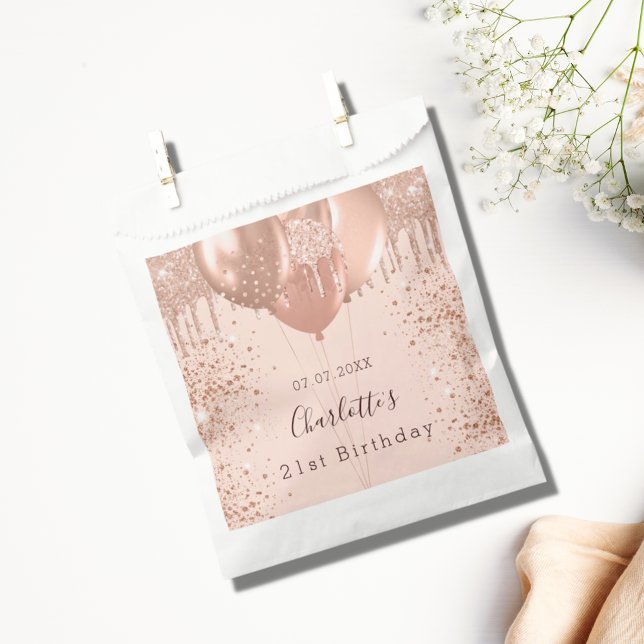 Birthday rose gold blush pink balloons favour bags (Creator Uploaded)