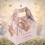 Birthday rose gold blush pink balloons favour box<br><div class="desc">Elegant, classic, glamourous and girly for a 21st (or any age) birthday party favours. A girly blush pink, rose gold background colour. On the front and the back: Personalise and add a name, age 21 and a date. The name is written with a modern hand lettered style script. Decorated with...</div>