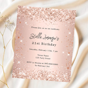 Birthday rose gold blush pink invitation