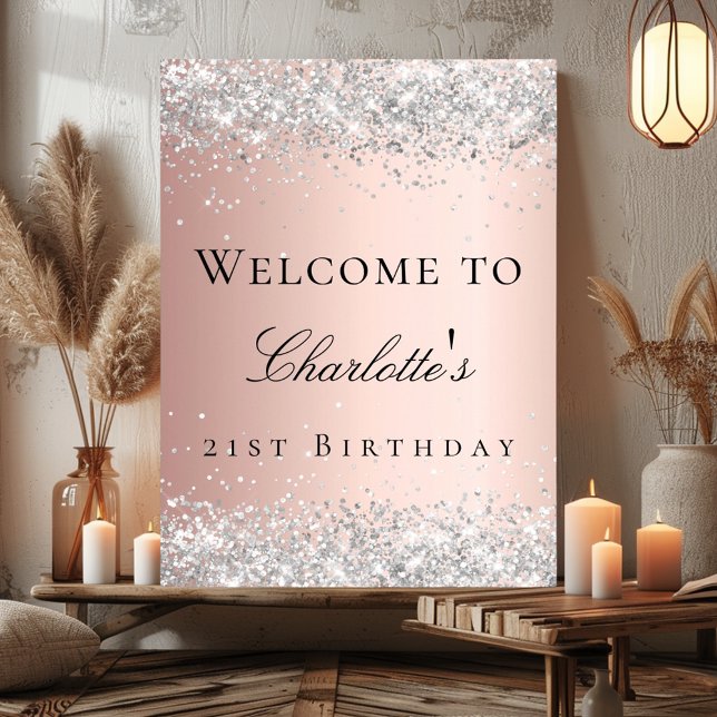 Birthday rose gold blush silver welcome  poster (Creator Uploaded)