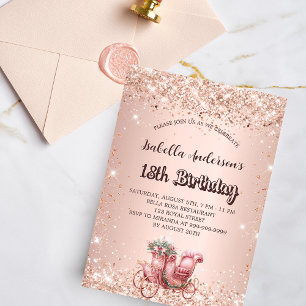 Birthday rose gold carriage elegant invitation