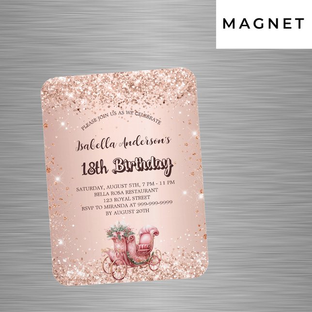 Birthday rose gold carriage luxury invitation magnet (Creator Uploaded)